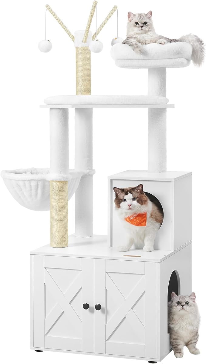Woody Wonders Cat Tree with Litter Box Furniture Hidden Enclosure