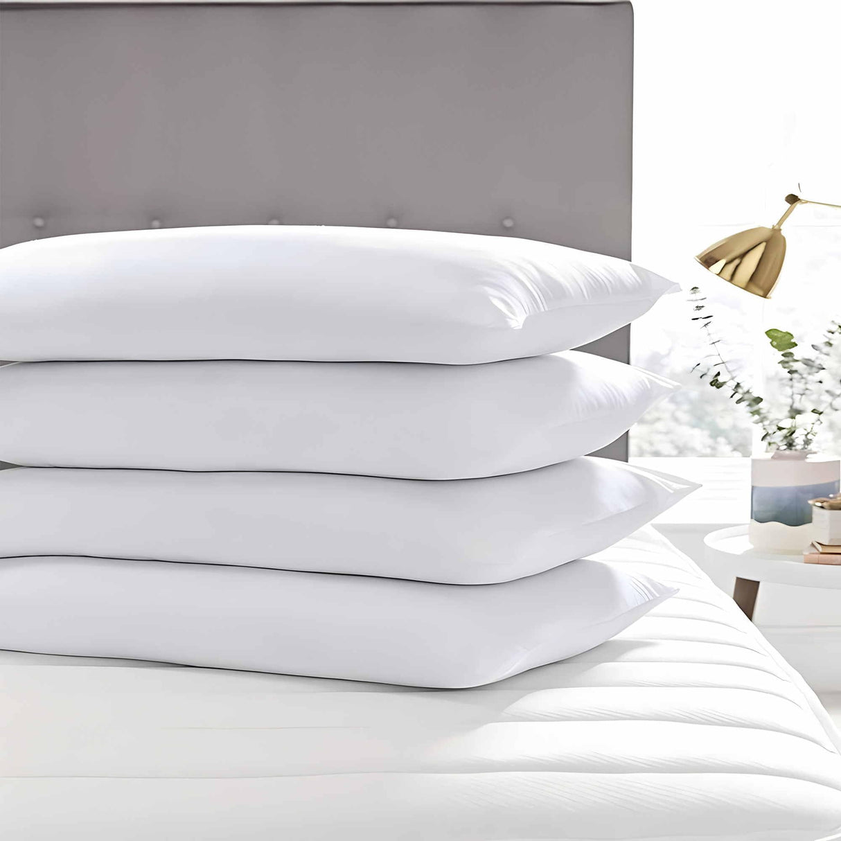 Acteb Ultra Thin Flat Soft Bed Pillows Standard Size Set of 2 Pack for Sleeping 20"x26", Hypoallergenic Skin Friendly Machine Washable