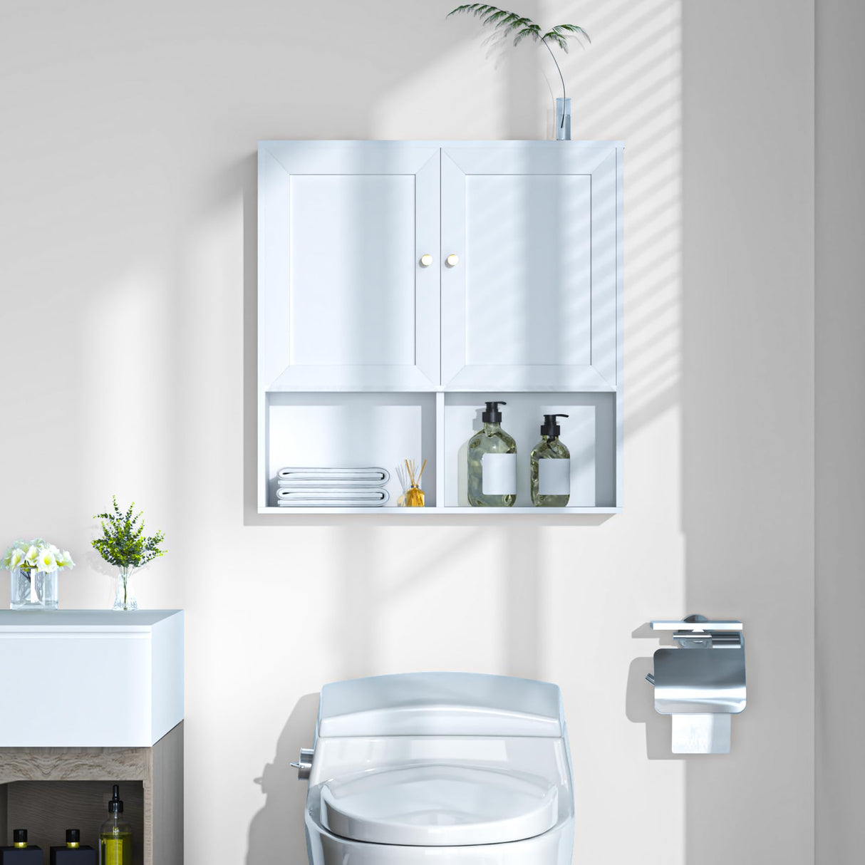Bathroom Wall Cabinet, Medicine Cabinet with 2 Door and Adjustable Shelves