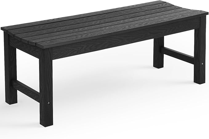 Outdoor Bench, 2-Person Patio Backless Bench, All-Weather HIPS Garden Bench