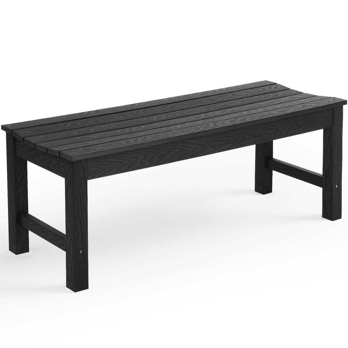 Outdoor Bench, 2-Person Patio Backless Bench, All-Weather HIPS Garden Bench