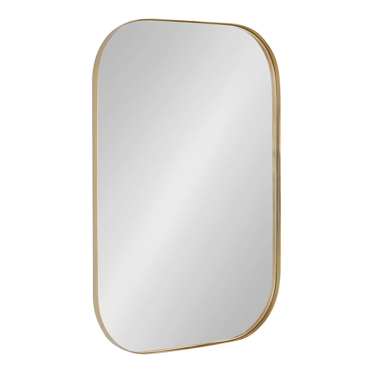 Rollo Midcentury Rounded Rectangle Mirror, Gold, Modern Metal Framed Mirror