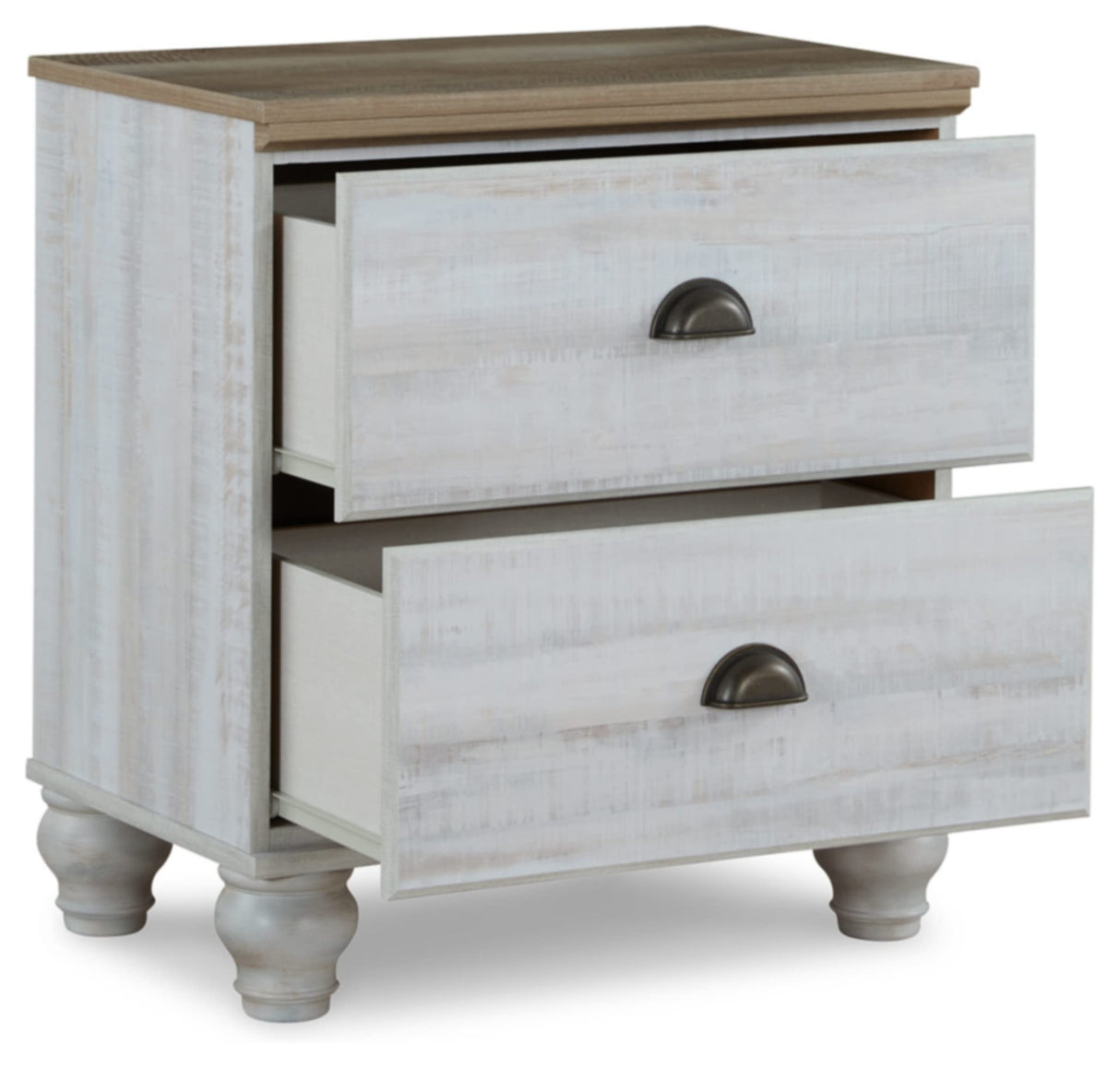 Haven Bay 5 Drawer Nightstand, White & Light Brown