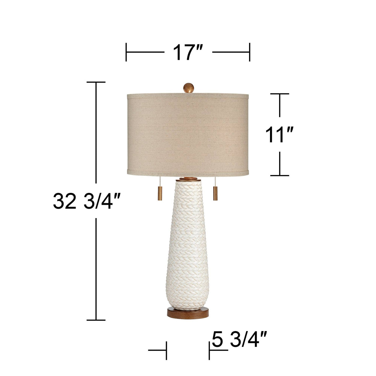 Possini Euro Design Kingston Mid Century Modern Table Lamps 32 3/4" Tall Set of 2 White Textured Ceramic Taupe Drum Shade Decor for Bedroom Living Family Room Bedside Nightstand House Home Office