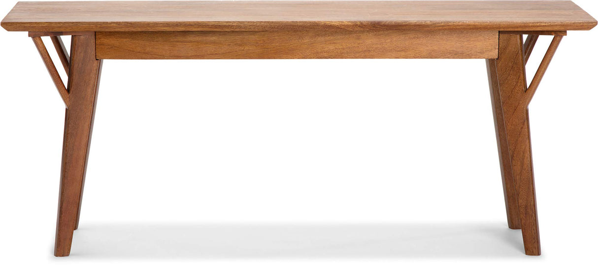 Stratford Mid Century Entryway Bench, Solid Wood Seating for Dining Room