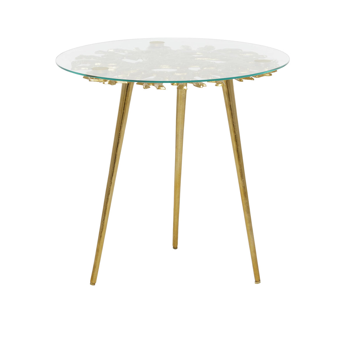 Aluminum Metal Side End Accent Table End Table with Clear Glass Top