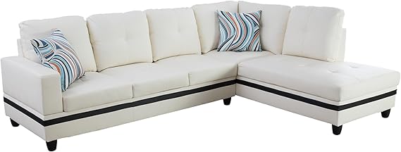 L Shaped Couch Sectional Couches for Living Room 2 Pieces Semi-PU Leather Modular