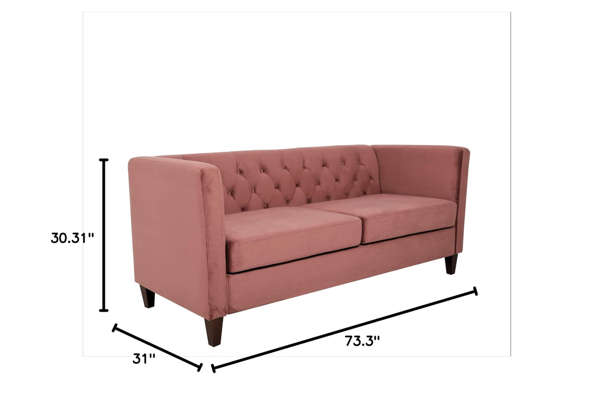 Modern Style High Density Foam Rose Velvet Button-Tufted 3 PC Living Room Set with