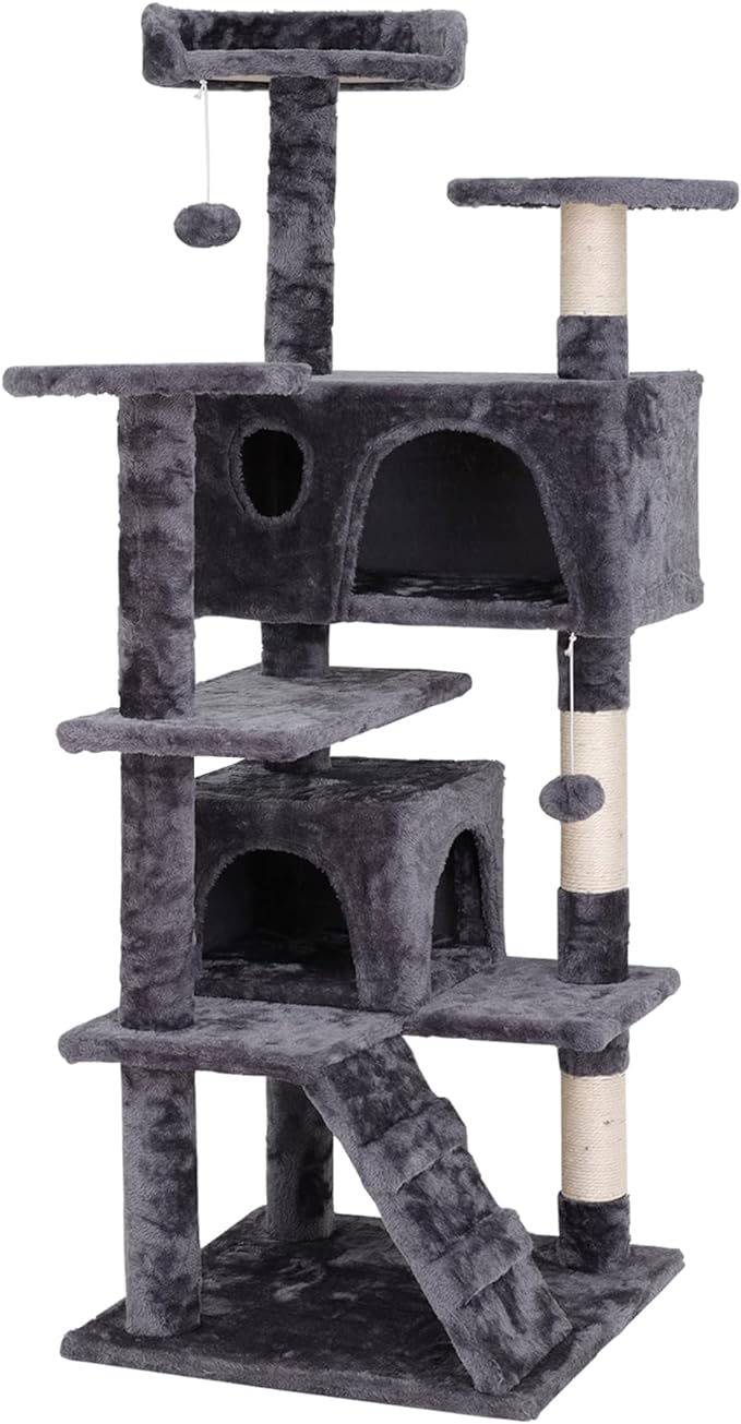 54 Inch Cat Tree, Indoor Cat Tower Condo, Multi-Level Cat House