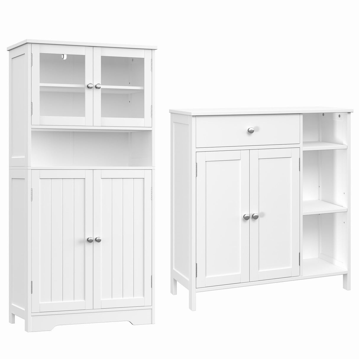Bathroom Cabinet with Open Shelf, Large Pantry Cabinet with Doors