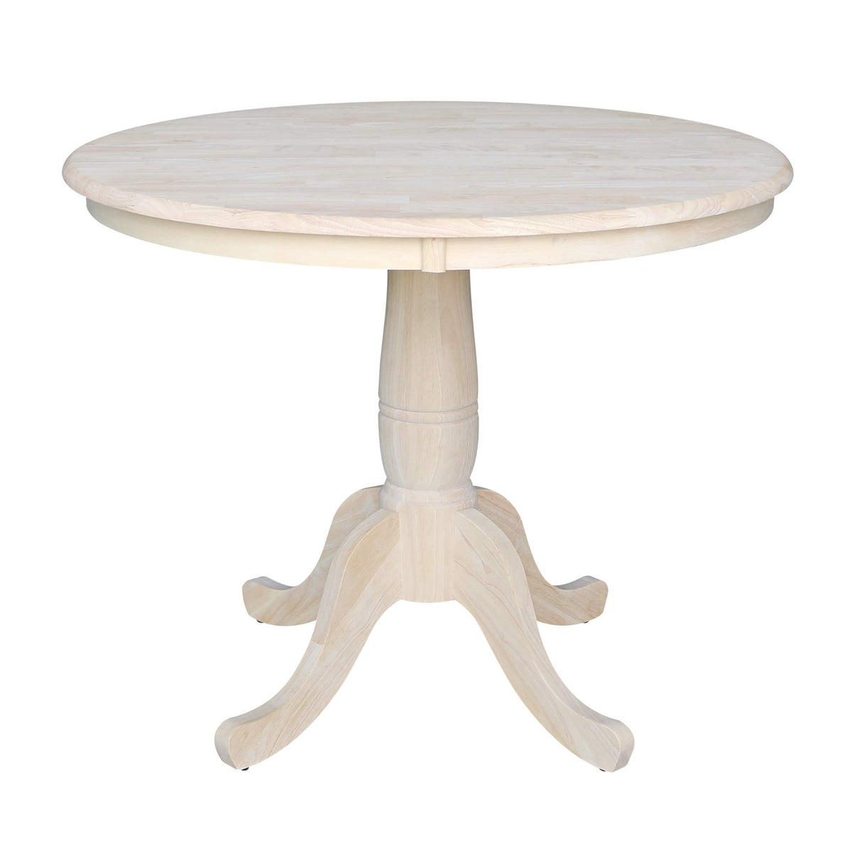 IC International Concepts 36" Round Top Pedestal Dining Table, Unfinished