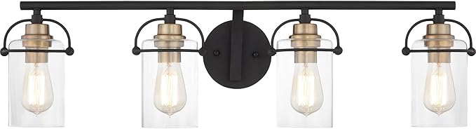 Emerson Bath Vanity Lights, 24 Inch 3-Light Matte Black Bathroom Lighting ransitional Wall