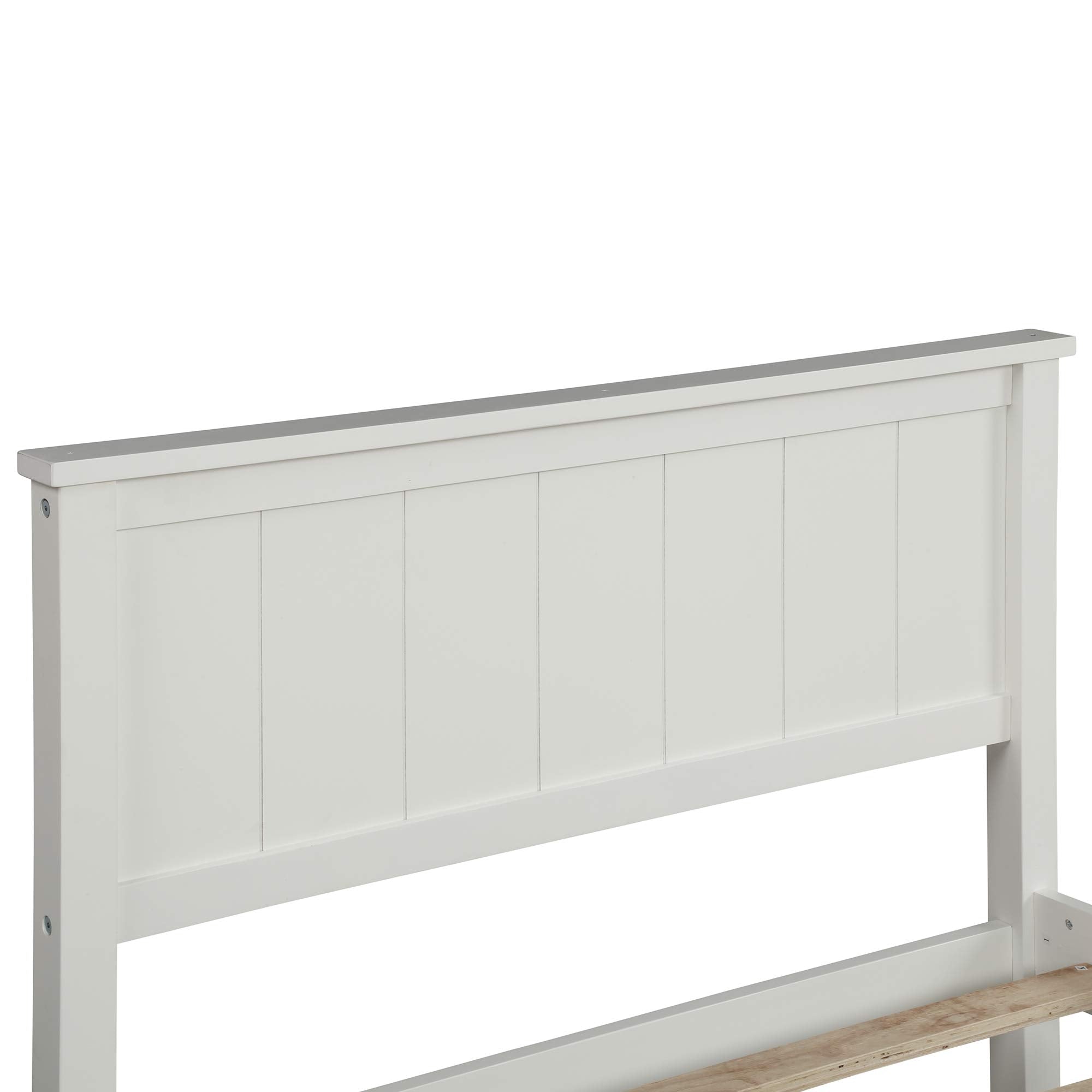 SOFTSEA Full Platform Bed Frame Wood Beds with Headboard, No Box Spring Needed/Wood Slat Support (Full, White)