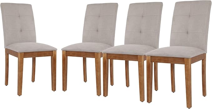 Modern Upholstered Dining Chairs Set of 4 - Fabric Kitchen Chairs with Wood Legs