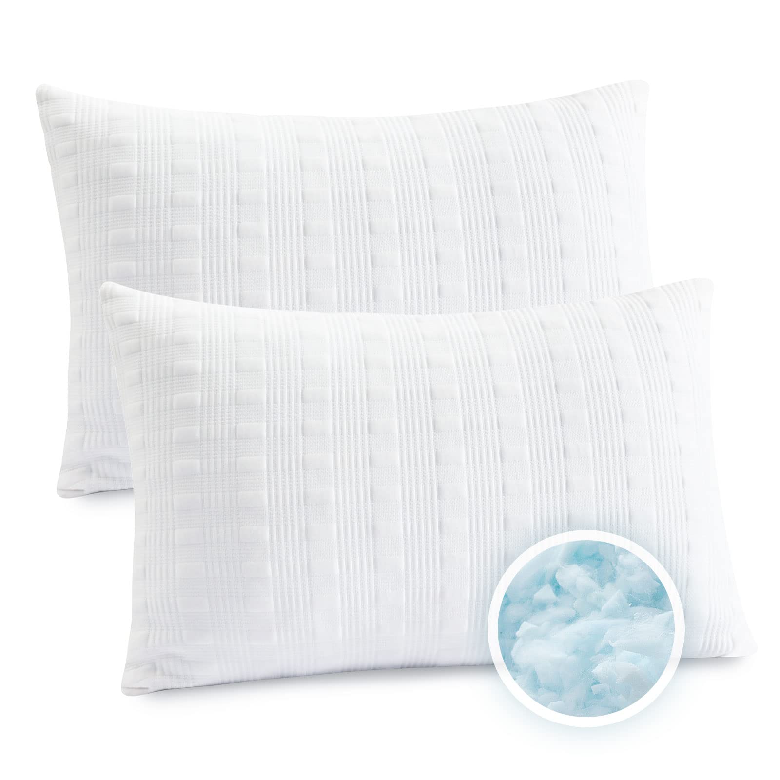 Cooling Pillows for Sleeping Queen Size Set of 2,Shredded Memory Foam Bed Pillow
