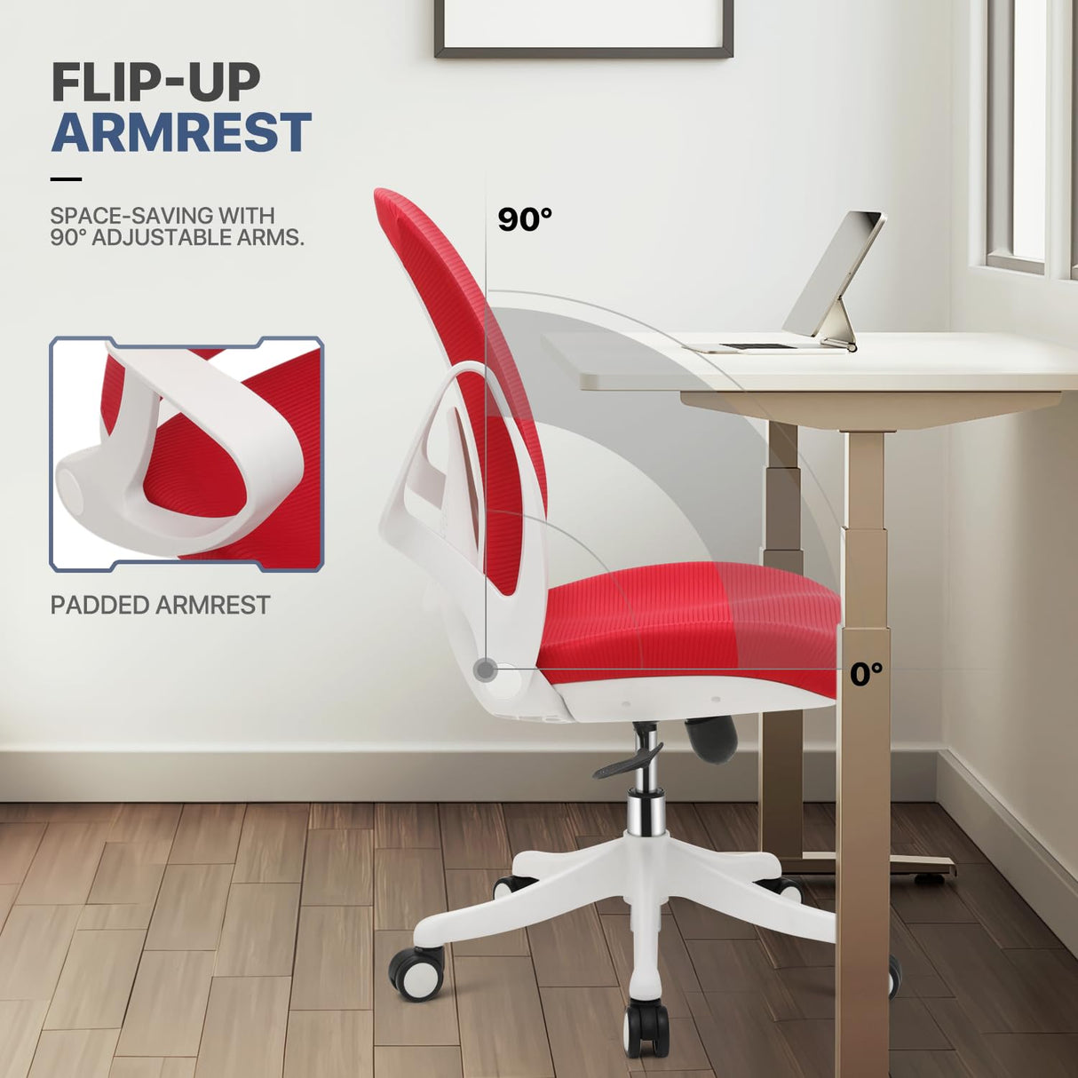 Ergonomic Mesh Office Chair with Lumbar Support and Flip-up Arms