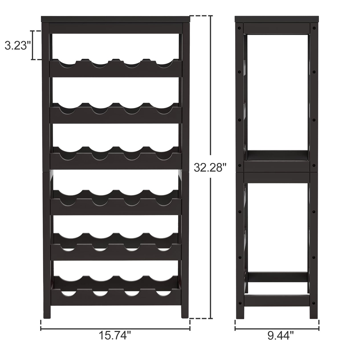 24-Bottle Wine Rack Freestanding Floor, 6-Tier Bamboo Wine Display Rack Storage Shelf