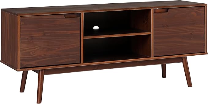 Mabel 58 Inch Modern 2 Door Solid Wood TV Stand for TVs up to 65 Inches - Caramel