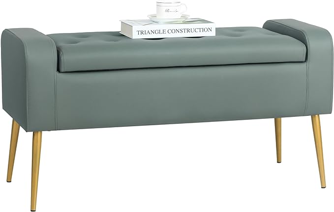 Modern Velvet Storage Bench Ottoman