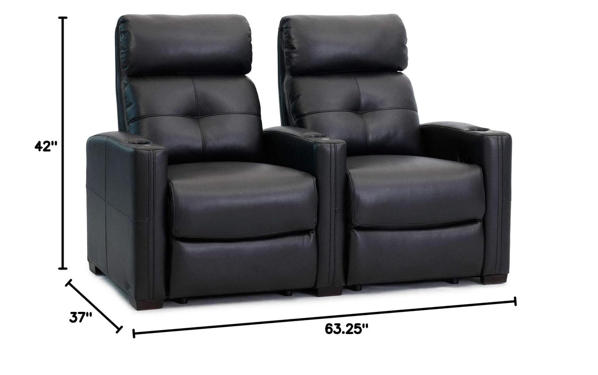 CineLuxe XS850 Manual Recliner Pair – Wall Saver Theater Chairs in Black Bonded Leather