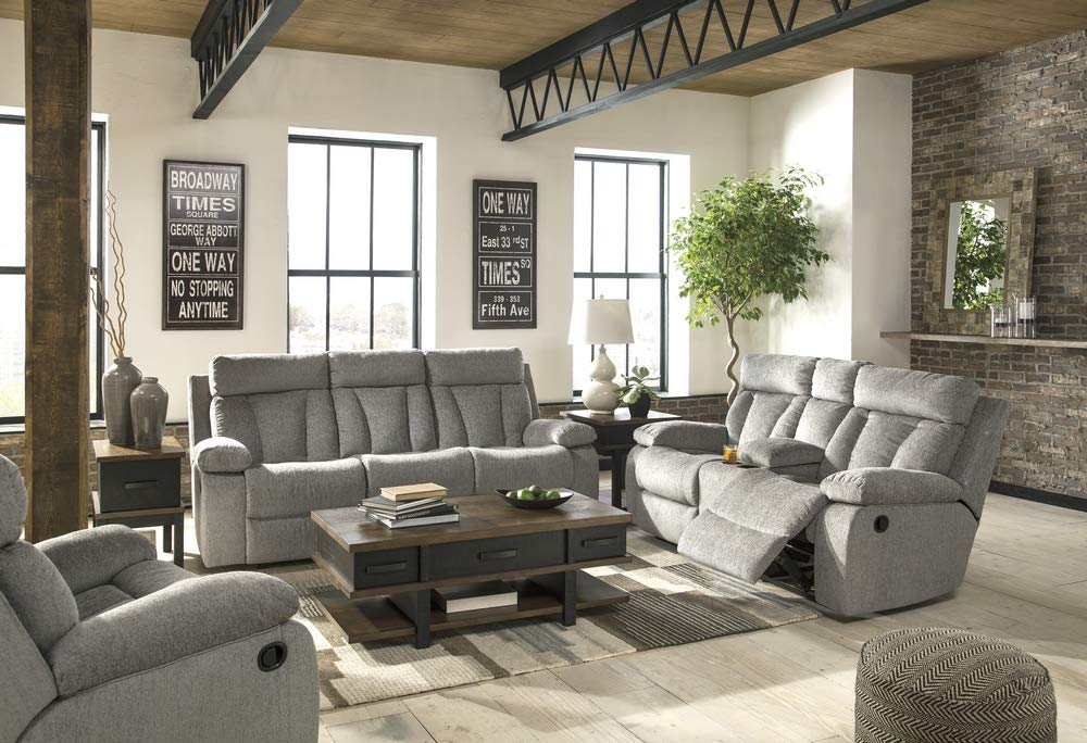 LoungeNest Foggy Gray Rocker Recliner Chair with Pull Tab Recline