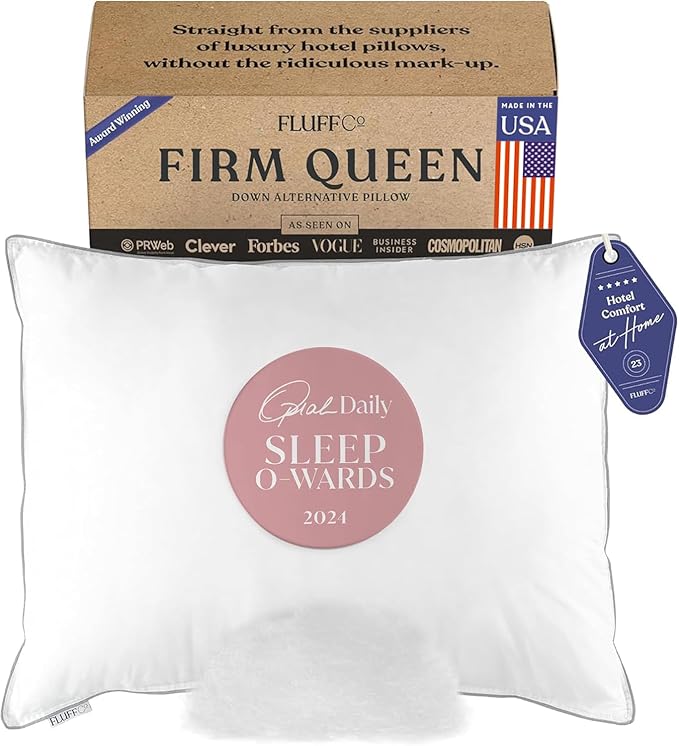 Zen Fluff Down King Pillow with 600 Fill Power White Duck Down Stomach Sleeper
