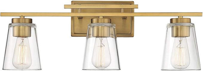 8-1020-3-SN Calhoun Modern Bohemian Clear Glass Bathroom Vanity Wall Light