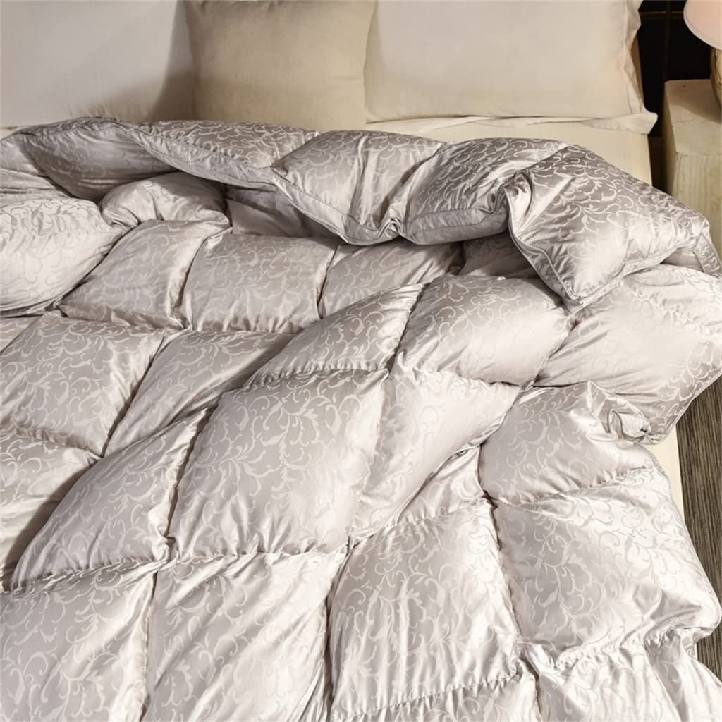 ZUIAI White Duck Down Quilt Down Fluffy Cozy Four Seasons Duvet Brocade Warm Queen King Quilted Comforters(220X240cm 2.75kg)