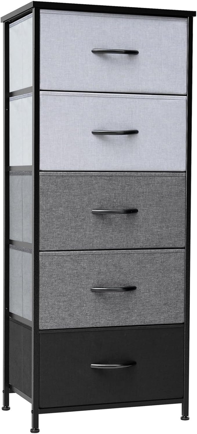 Vertical Dresser Storage Tower - Sturdy Steel Frame, Wood Top