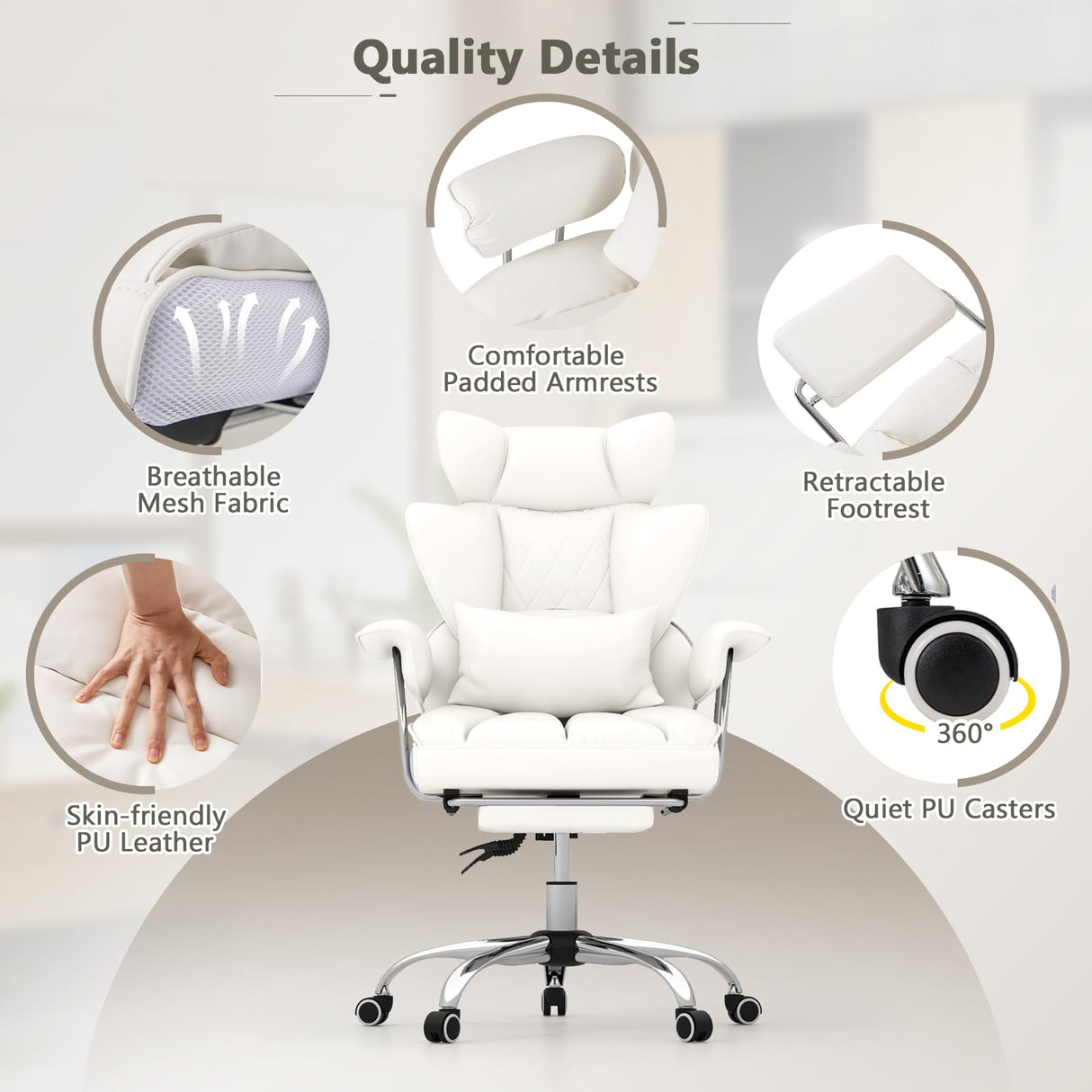 Big and Tall Executive Office Chair with Footrest and Lumbar Support