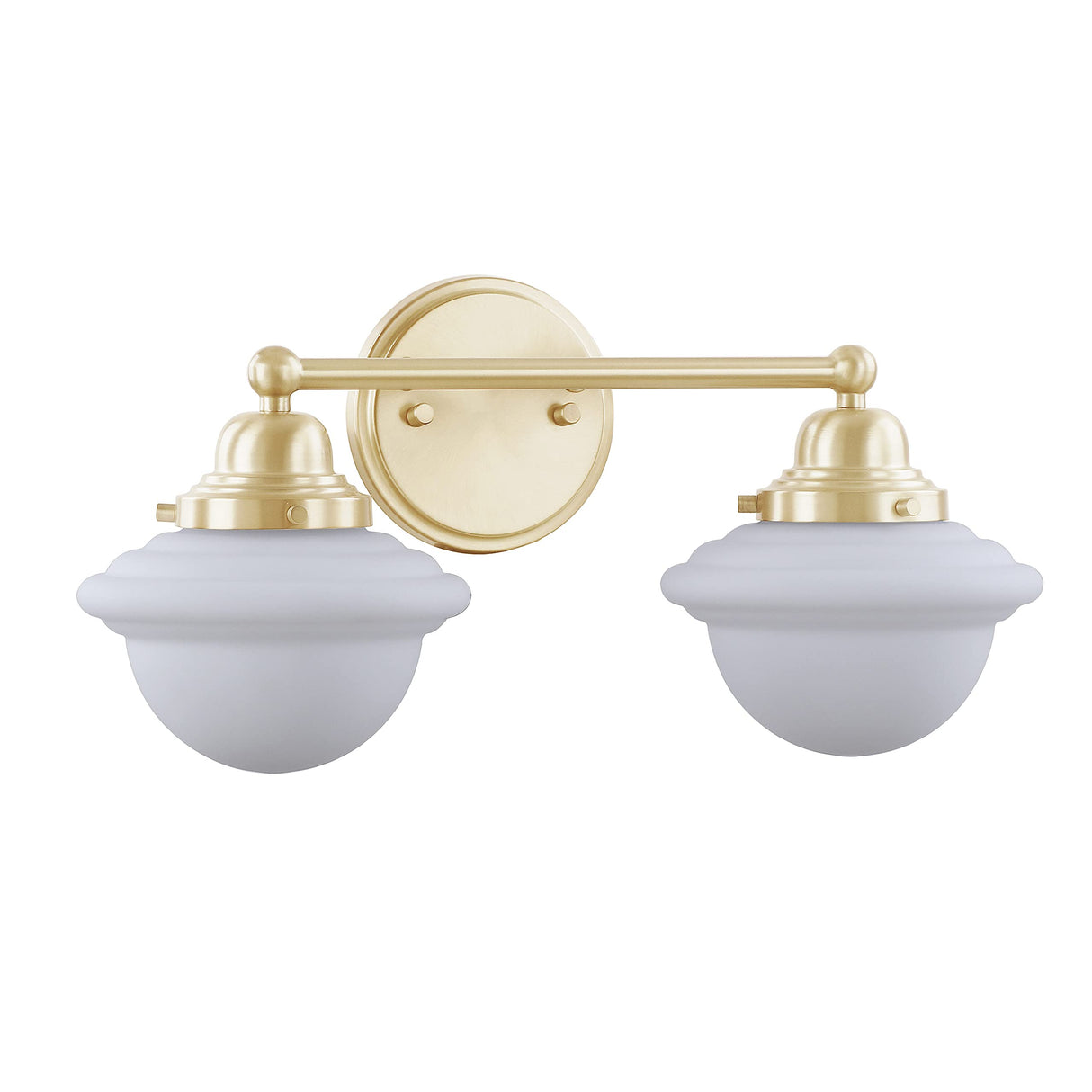 Aspen Creative 62306, Bathroom Vanity 2 Lights Fixture 17-3/8"W x 8-5/8"H x 8-1/4"E. Warm Brass Finish, Bulb Not Included