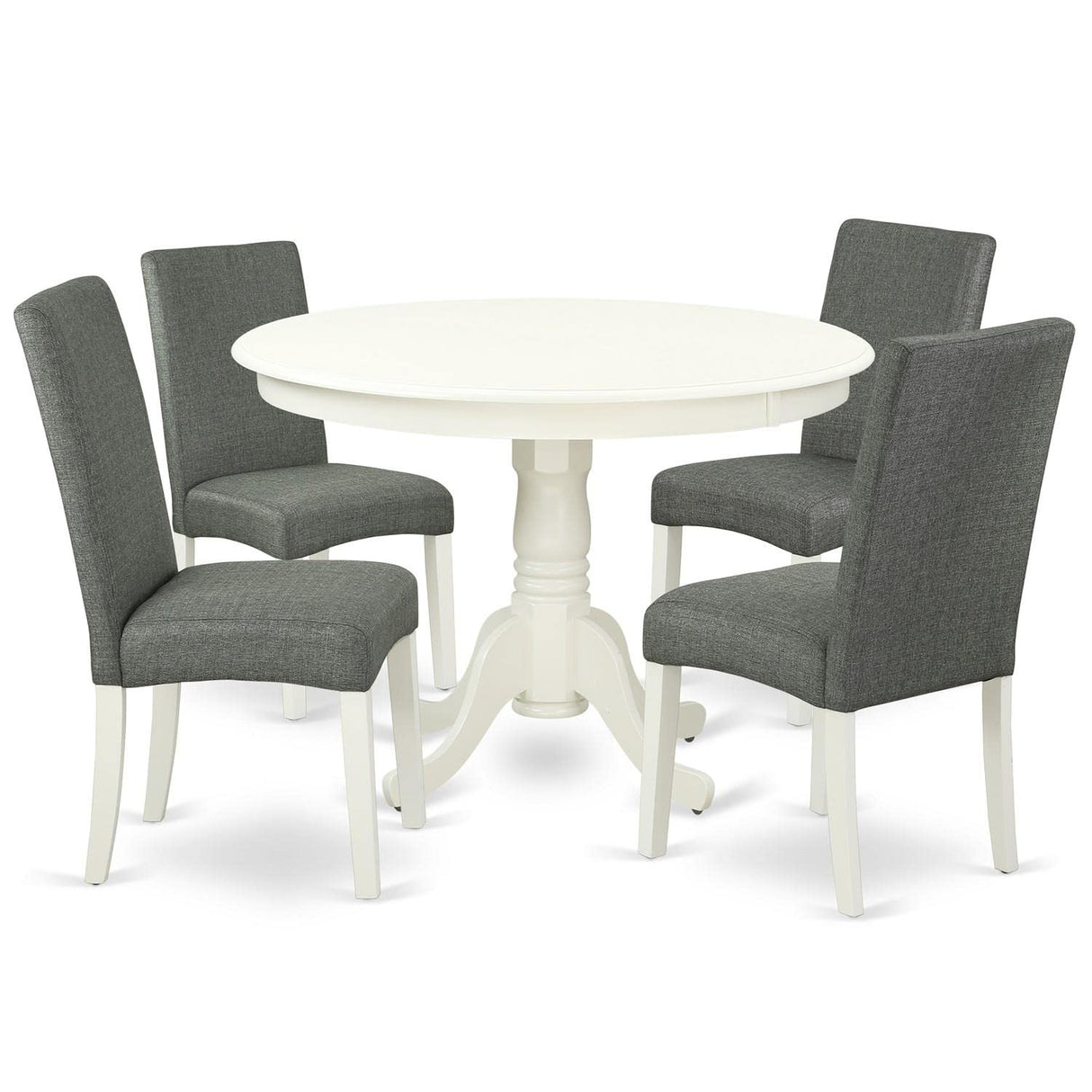 HLDR5-LWH-07 5 Piece Dinette Set for 4 Includes a Round Dining Room Table with Pedestal