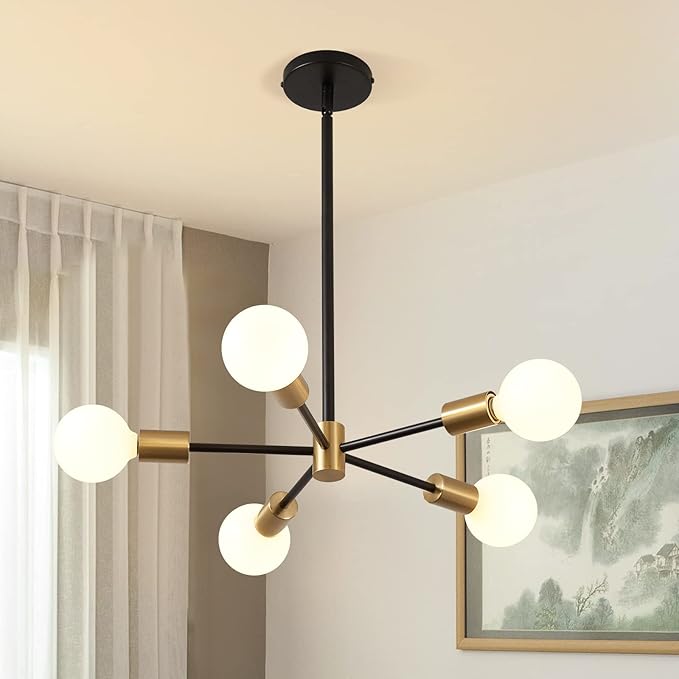 Modern Chandelier 12-Light Sputnik Chandeliers Black and Gold Chandelier Light Fixtures