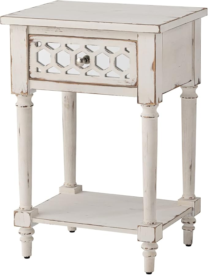 Rustic Nightstand, 2-Tier Farmhouse Bedside Table