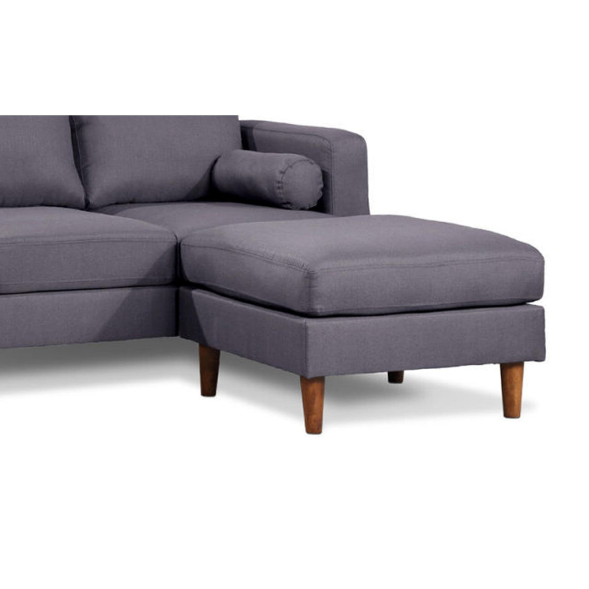 84 Inch Plush Sofa with Reversible Chaise Ottoman, USB, Dark