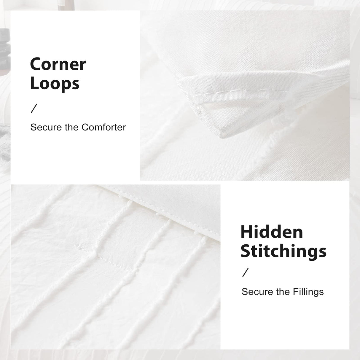 White Comforter Set Queen Size Soft Bedding Sets Boho Striped Pattern Lightweight