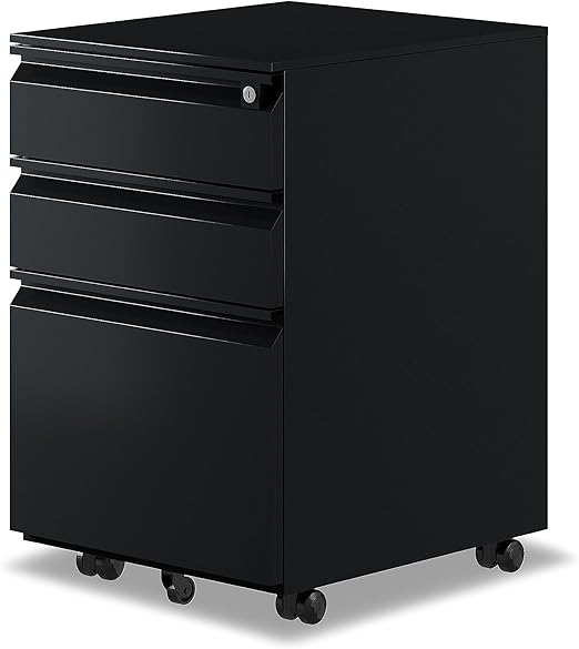 3-Drawer Mobile File Cabinets Rolling ,Vertical Metal Filing Cabinet
