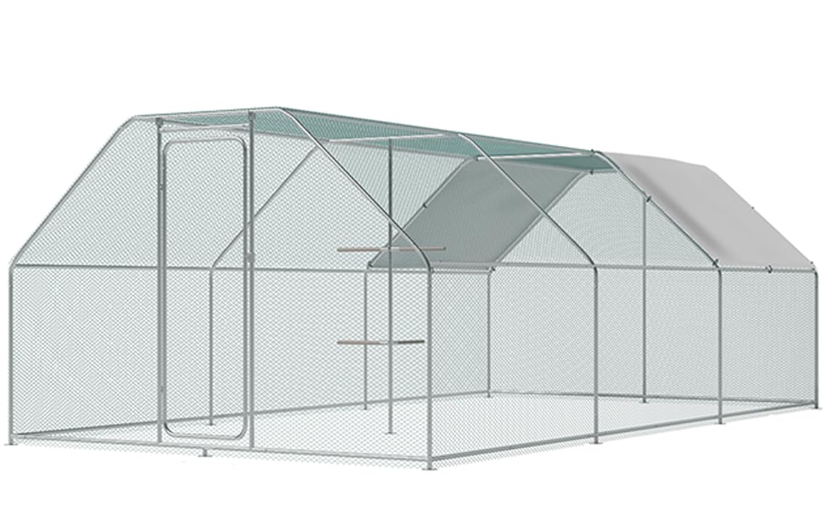 FeatherFort XL Walk-In Metal Chicken Coop with Waterproof PE Cover