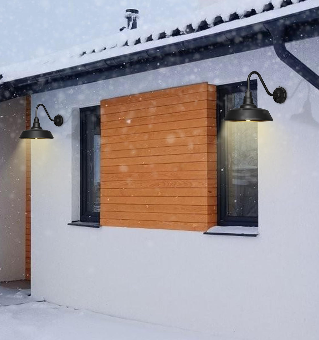 18 Inch Large Gooseneck Barn Light, Waterproof and Rust-Resistant Dusk to Dawn Outdoor