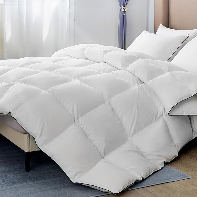 Goose Down Comforter, Medium Warmth All Season Duvet Insert, Ultra-Soft 750 Fill-Power Hotel Collection