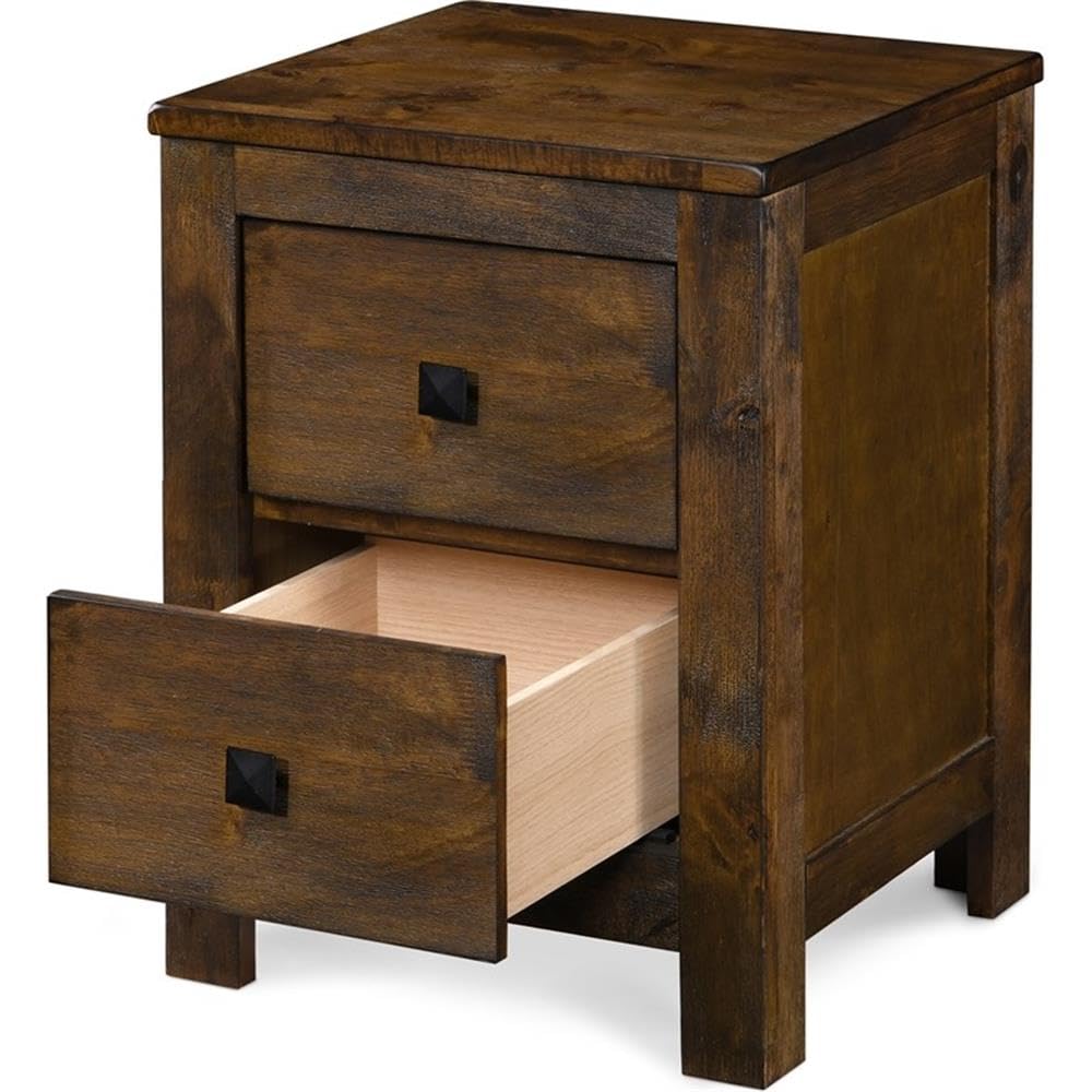 Stratford Farmhouse Wooden Nightstand Bedside End Table, Space Saving Design