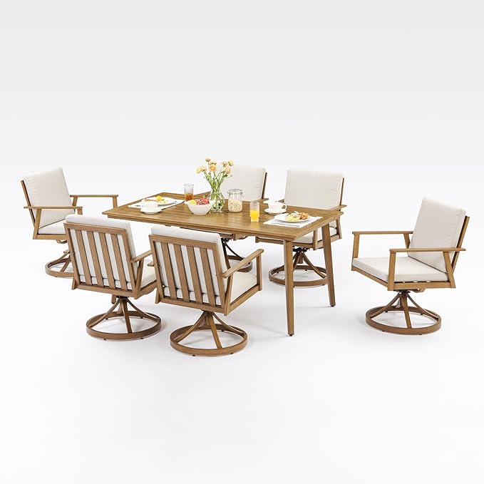 9 Pieces Patio Dining Set for 8, Outdoor Aluminum Dining Furniture Set with Umbrella Hole