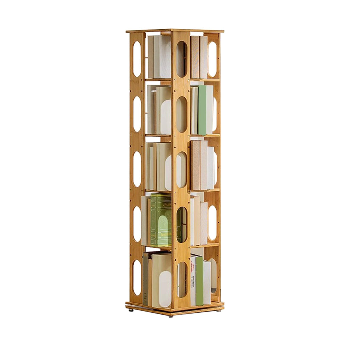 Rotating Bookshelf 360° Floor Standing Bookcase Storage Rack, Multi-Functional Bookshelf