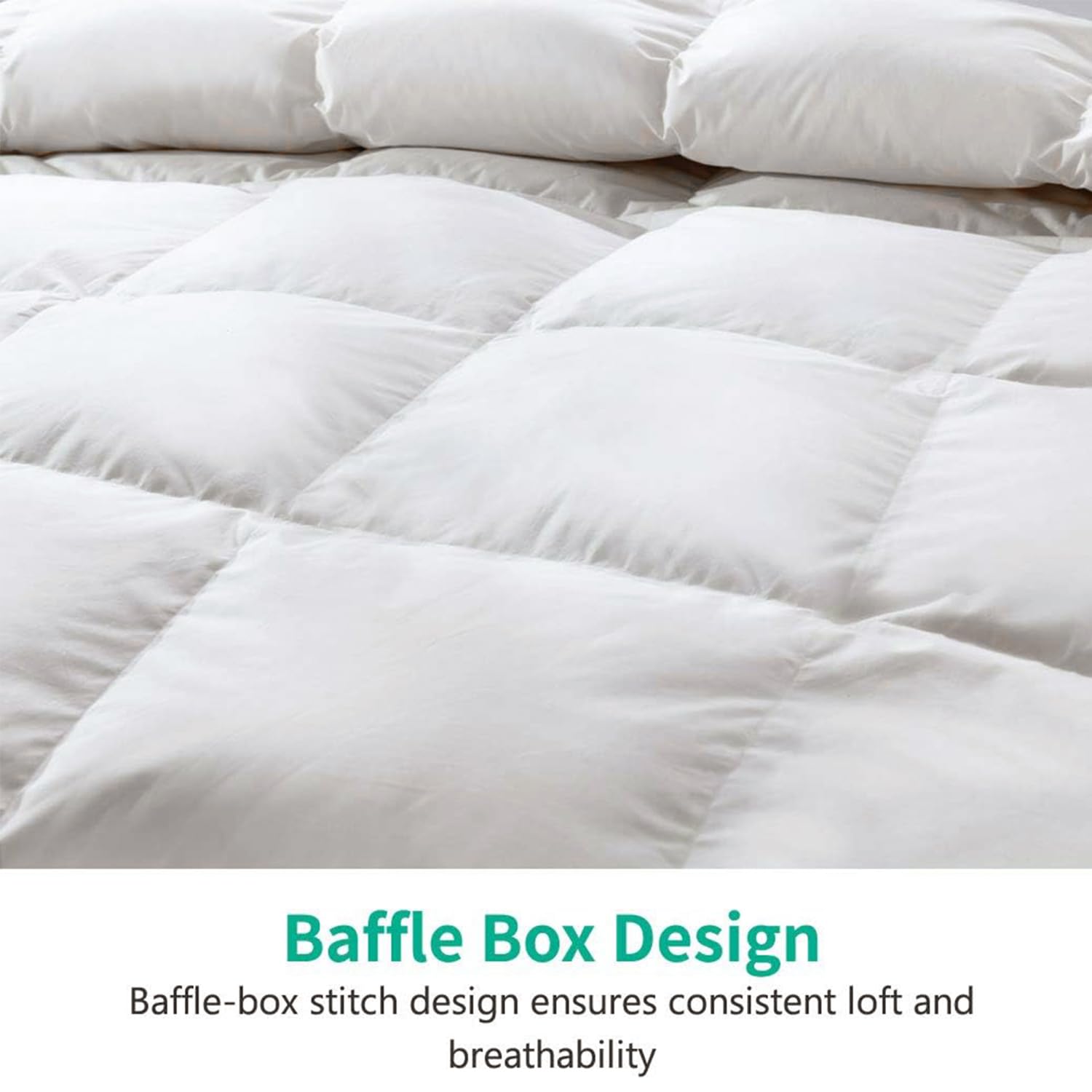 lightweight Feathers Down Comforter Super King, Cooling Feathers Down Duvet for Warm