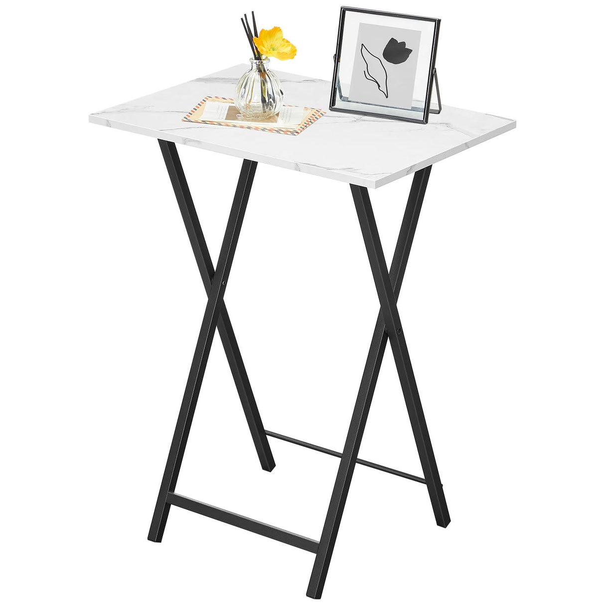 StoneCraft Duo – Marble Folding TV Tray Table Set (2-Pack)