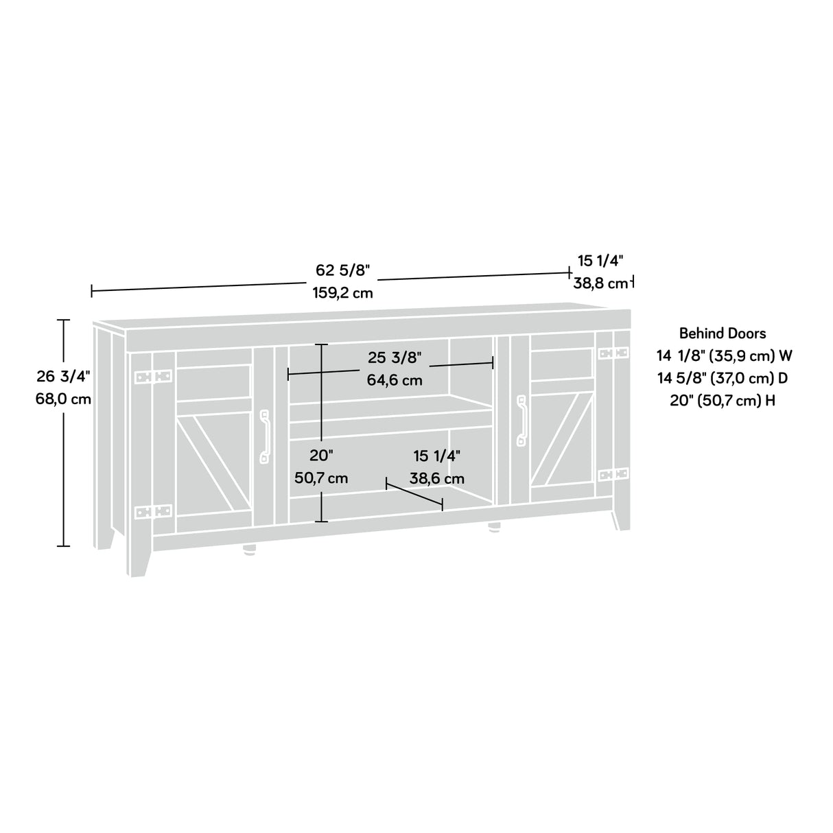 Miscellaneous Entertainment TV Stand, L: 62.68" x W: 15.28" x H: 26.77"