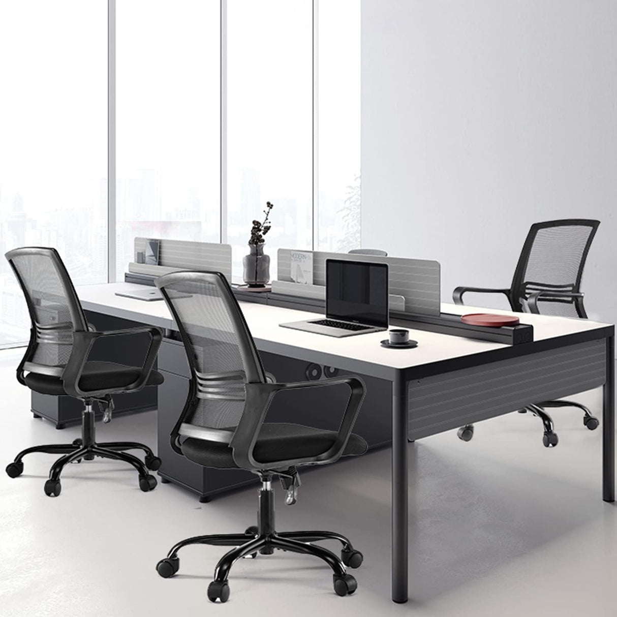 Ergonomic Home Office Desk Chair with Comfortable Lumbar Support, Mid Back