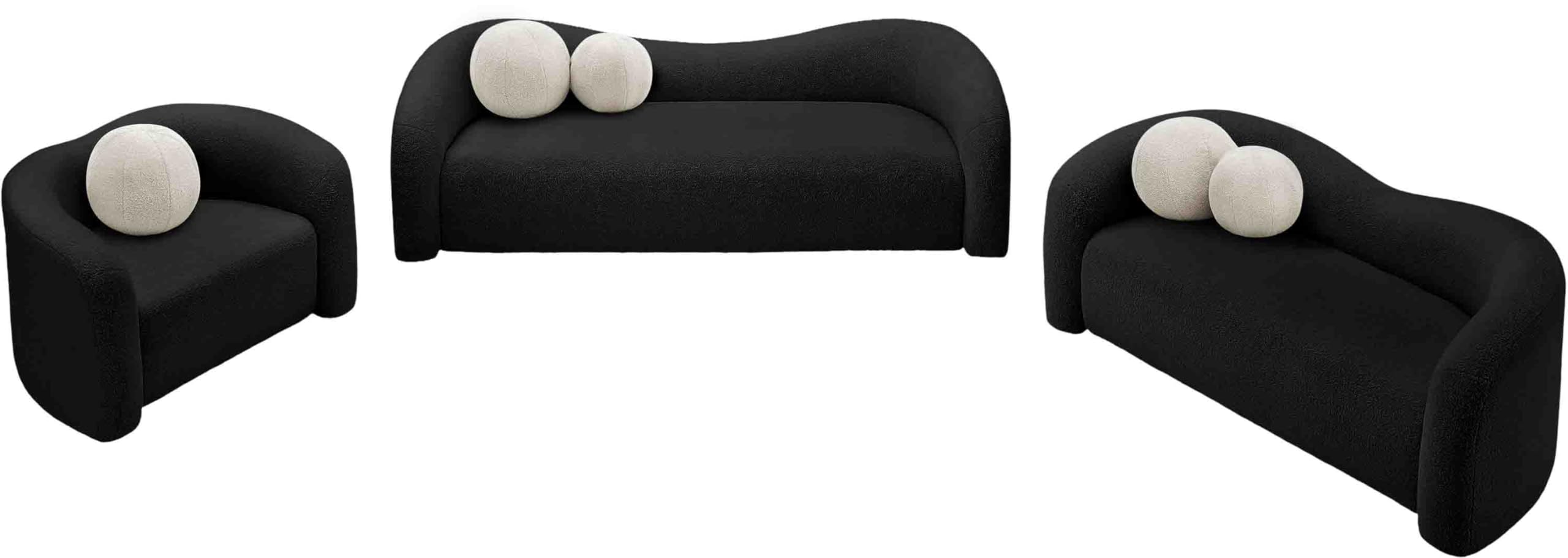 Contemporary Sofa with Soft Black Faux Shearling