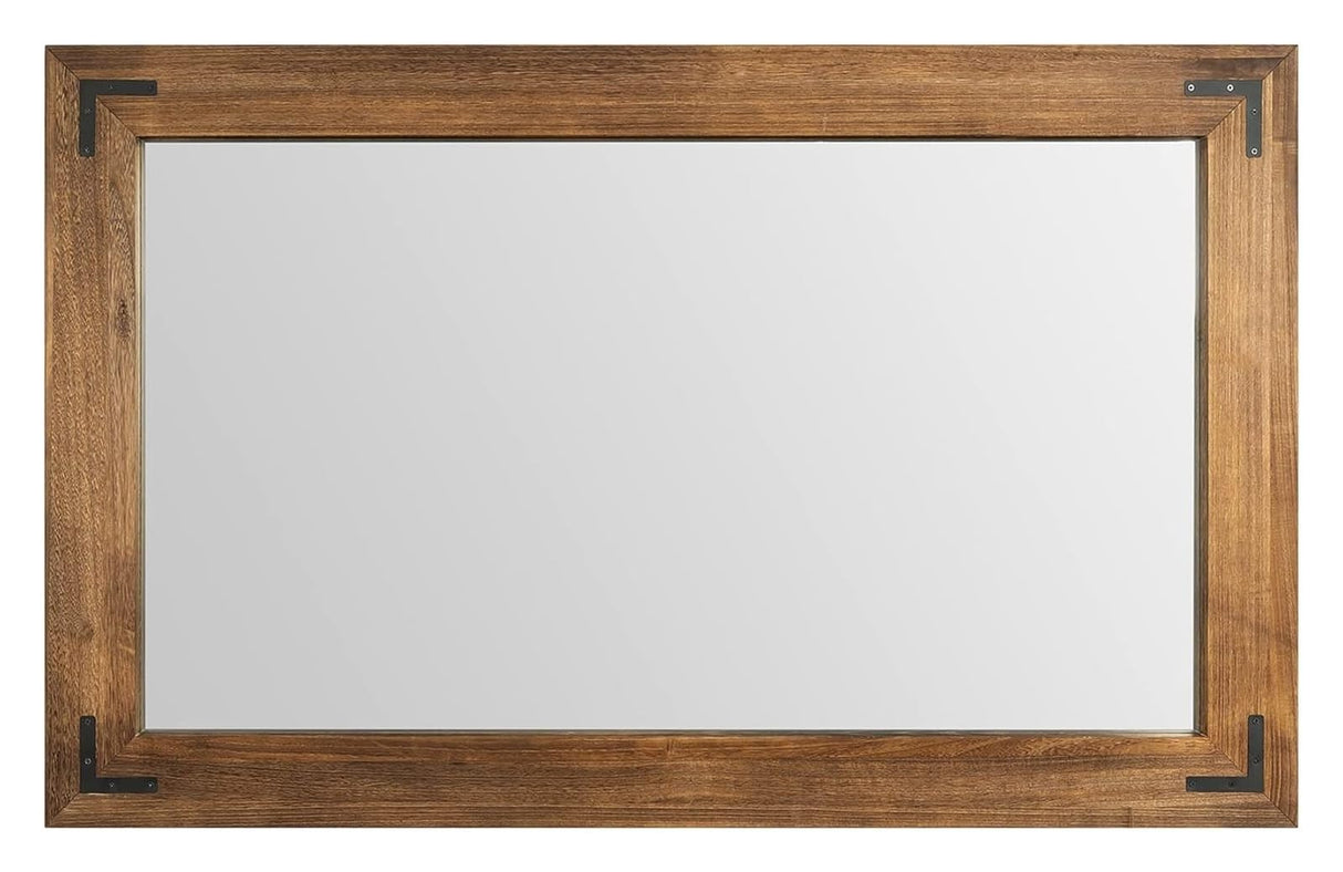 Rustic Wooden Framed Wall Mirror, Natural Wood Bathroom Vanity Mirror Compatible