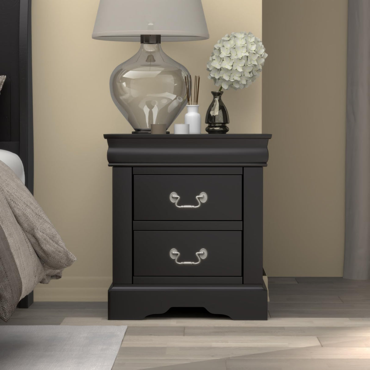 Louis Philippe III Nightstand in Black